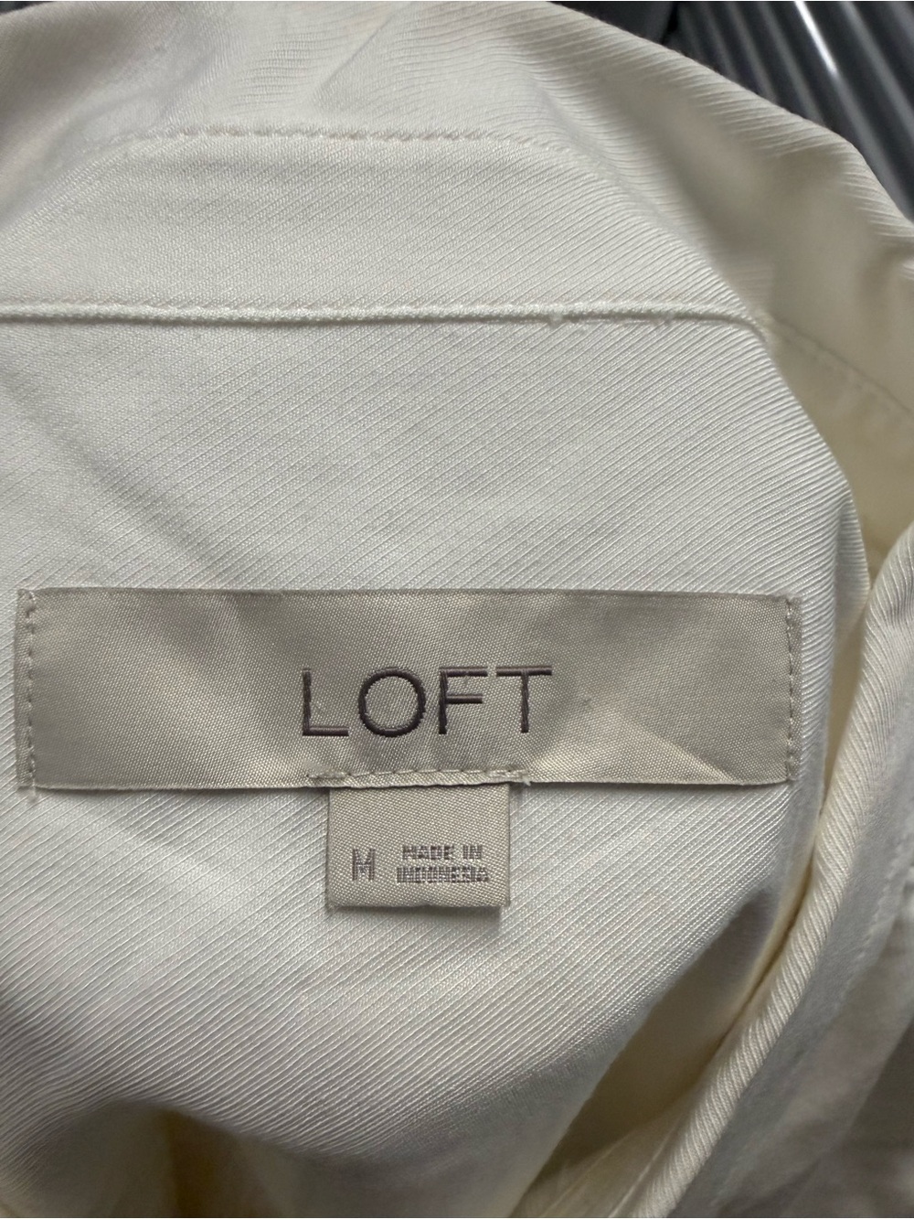 LOFT Cream Button-Front Relaxed Shirt - Picture 2 of 3